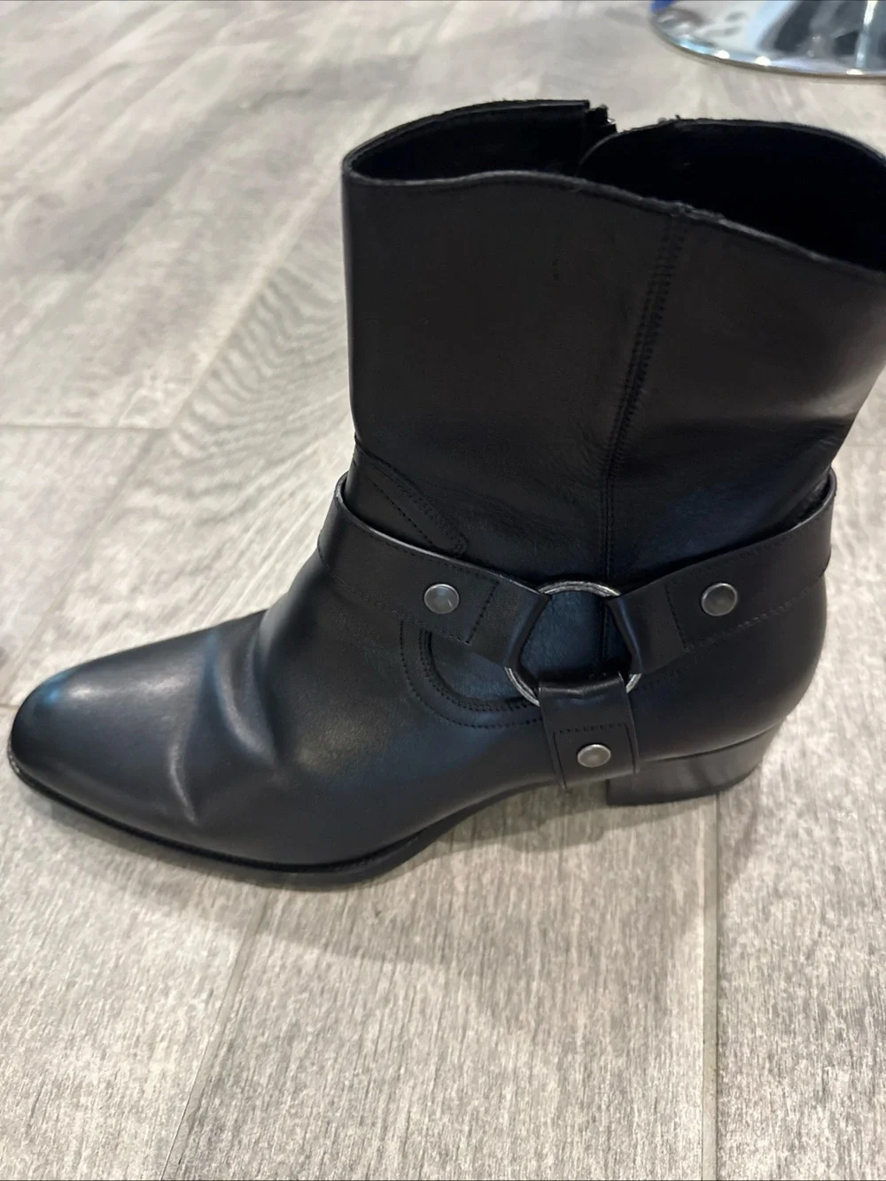 Authentic Yves St Laurent jodhpur ankle boot in smooth calfskin leather